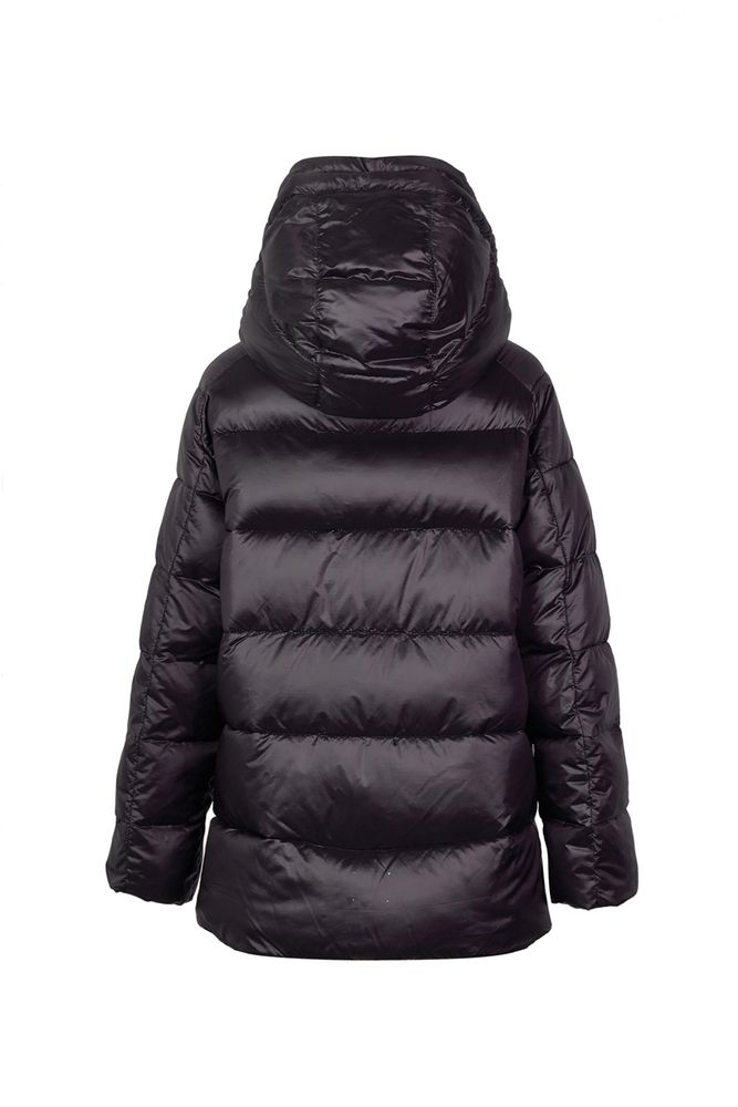 Черная спортивная куртка на зиму с двойным капюшоном PULKA