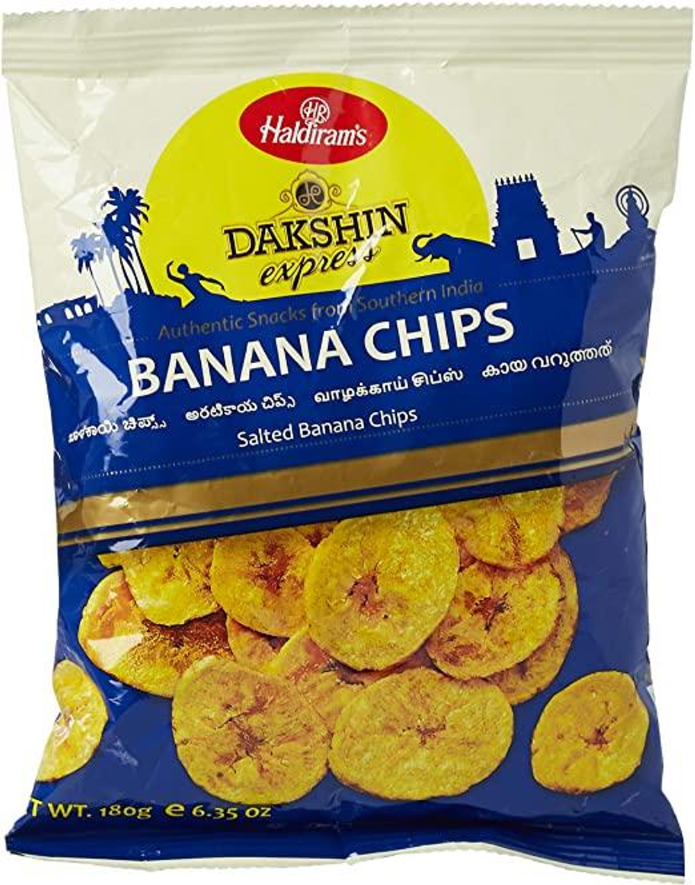 BANANA CHIPS, Haldirams (Солёные БАНАНОВЫЕ ЧИПСЫ, Халдирамс), 180 г.