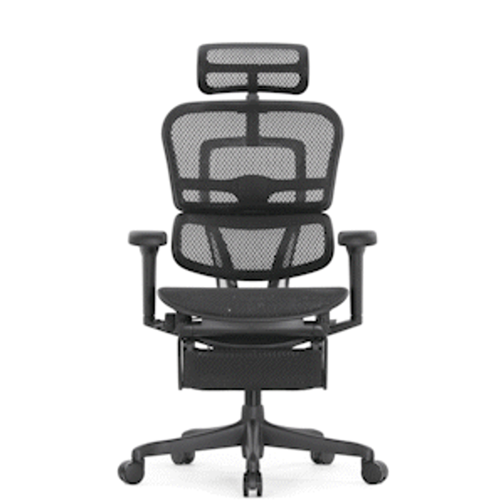 Кресло FALTO Ergohuman Ultra с подножкой ( чёрный каркас /сетка чёрный T-168-B1 Black )