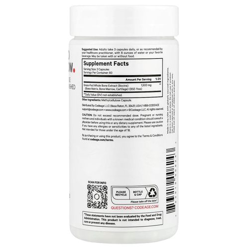 Codeage, Костный мозг травяного откорма, 180 растительных капсул