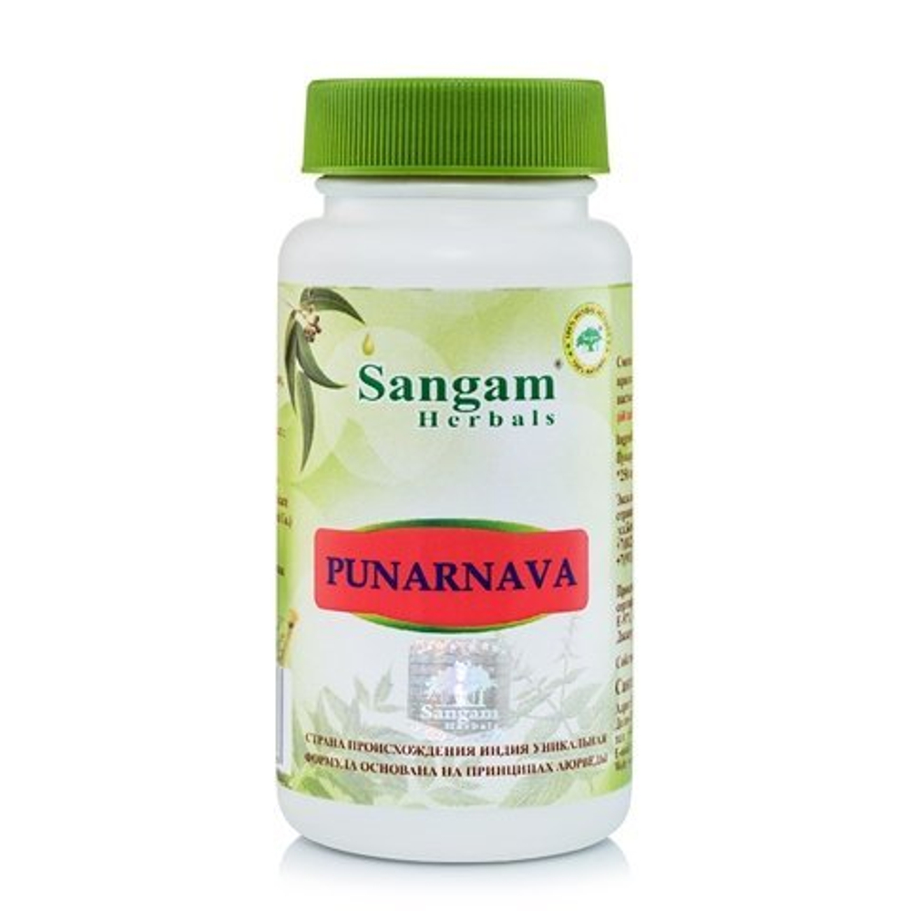 БАД Sangam Herbals Пунарнава Punarnava (700 мг) 60 противовоспалительным и мочегонным свойствам Пунарнава применяется при заболеваниях суставов, мочевыделительной системы, камнях в почках, диабете, отеках.