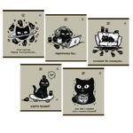 Тетрадь 48л, А5, клетка, Alingar "Удача приди", скрепка,мелованный картон (стандарт) Soft touch, блок офсет, 5 дизайнов в пленке т/у