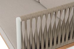 "Касабланка" диван 2-местный плетеный из роупа, основание дуб, каркас алюминий светло-серый (RAL7035) муар,роуп серо-коричневый 23мм,ткань бежевая