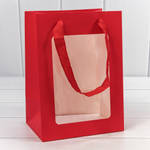 Пакет подарочный 18х25х13см с окошком (Красный)