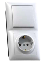 Блок СП БКВР-411 Селена 1-кл. выкл. + розетка с заземл. бел. Кунцево 8207