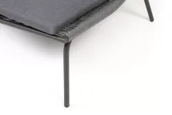 "Авиньон" кресло плетеное из роупа, каркас алюминий серый (RAL7022) муар, роуп серый круглый, ткань темно-серая 027