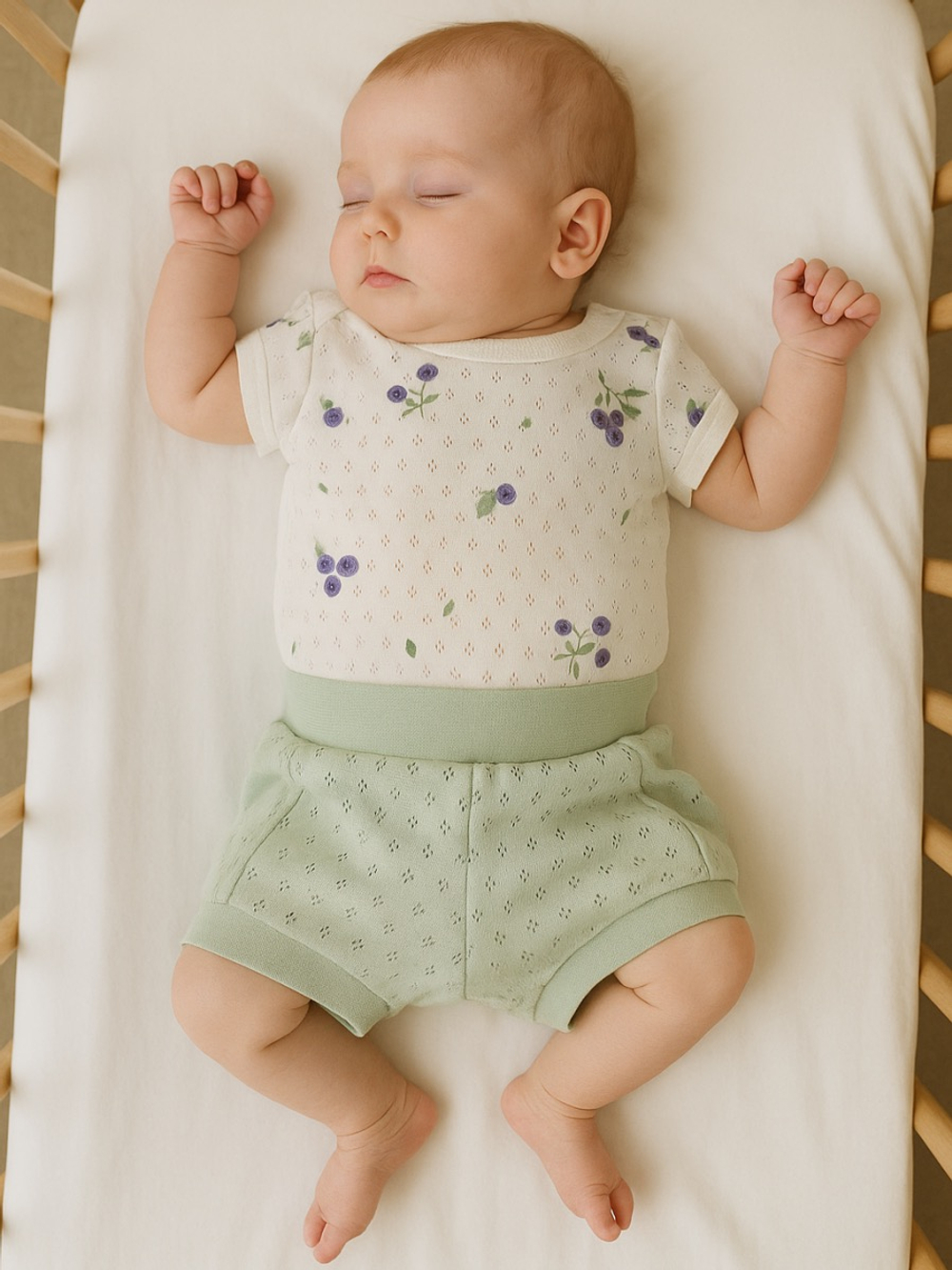 Боди "Голубики" и шортики, Крем/ментоловый