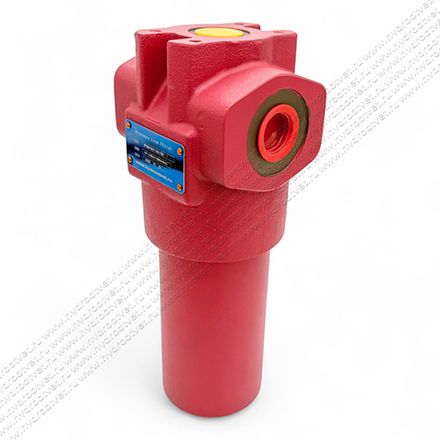 WKDFBN/HC110G10B1.1 - Напорный фильтр гидравлический одинарный модели DF тонкость фильтрации 10 мкм, типоразмер 110, вид присоединения: резьба G3/4, материал корпуса - чугун, рабочее давление до 420 бар, визуальный индикатор загрязнения