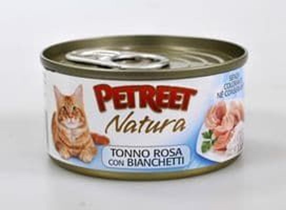 Petreet консервы для кошек кусочки розового тунца с анчоусами 85 г