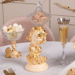 Сахарница стеклянная с крышкой Рыбка Заветное желание Айвори