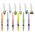 Ручка шариковая с текстовыделителем, автоматическая, Basir, синие чернила, серия "Панда", с поворотным механизмом и брелоком