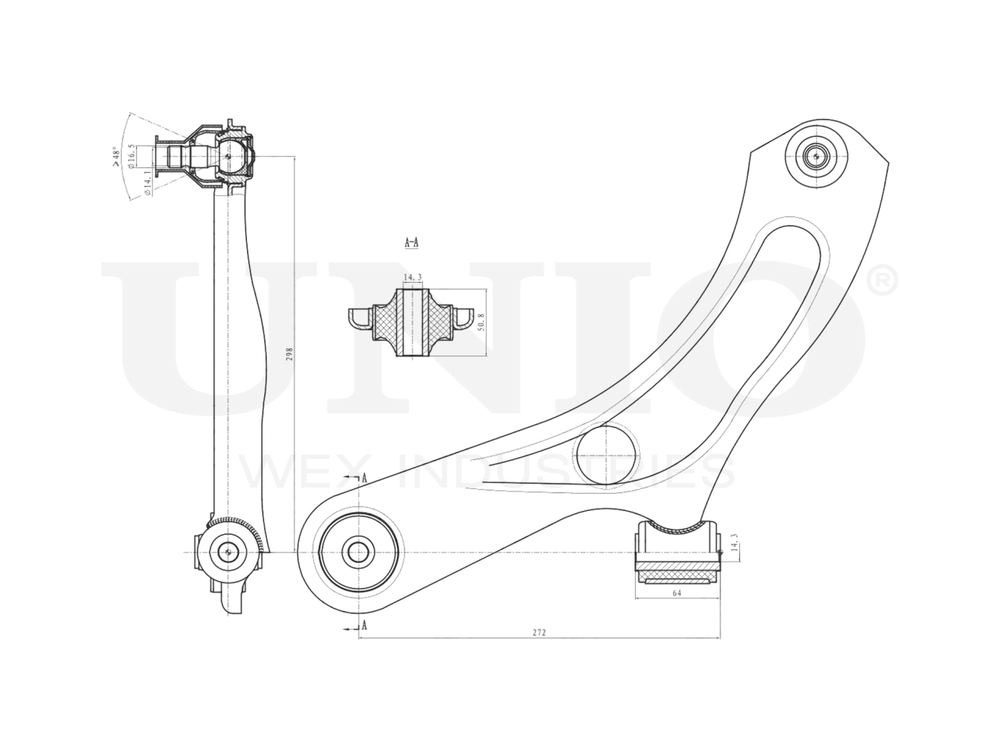 Рычаг подвески поперечный передний нижний левый UNIO SSP-40156