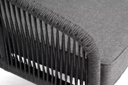 "Канны" диван модульный плетеный из роупа, каркас алюминий темно-серый (RAL7024) муар, роуп темно-серый круглый, ткань темно-серая 027