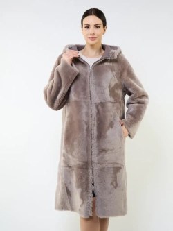 Дубленка зимняя двухсторонняя шуба с капюшоном