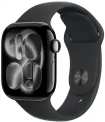 Apple Watch Series 11, 42 мм, корпус из алюминия цвета «чёрная смола», спортивный ремешок цвета «черный» S/M (MEQT4)