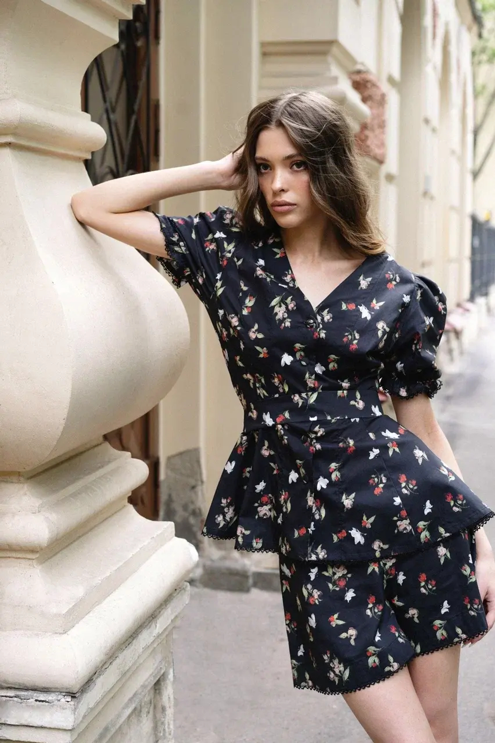 «Flower pants» Шорты из хлопка с кружевной отделкой. (2)