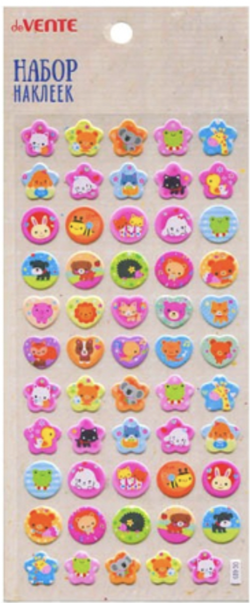 Наклейки в наборе PVC "Забавные мордочки"многоразовые е/п DEVENTE 8002275