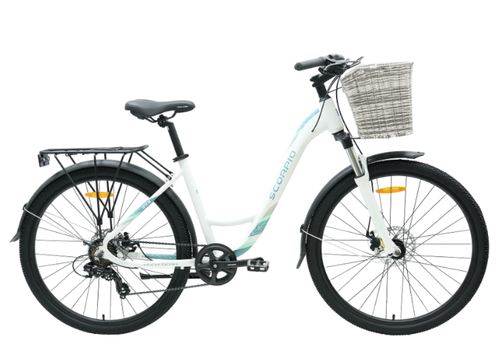 Велосипед 27.5" Tech Team Scorpio р.17" бирюзовый (корзина св. серая)