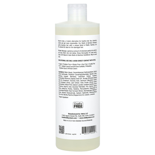 Mild By Nature, Nature's Gate, шампунь для тонких волос, с биотином и бамбуком, 473 мл (16 жидк. унций)