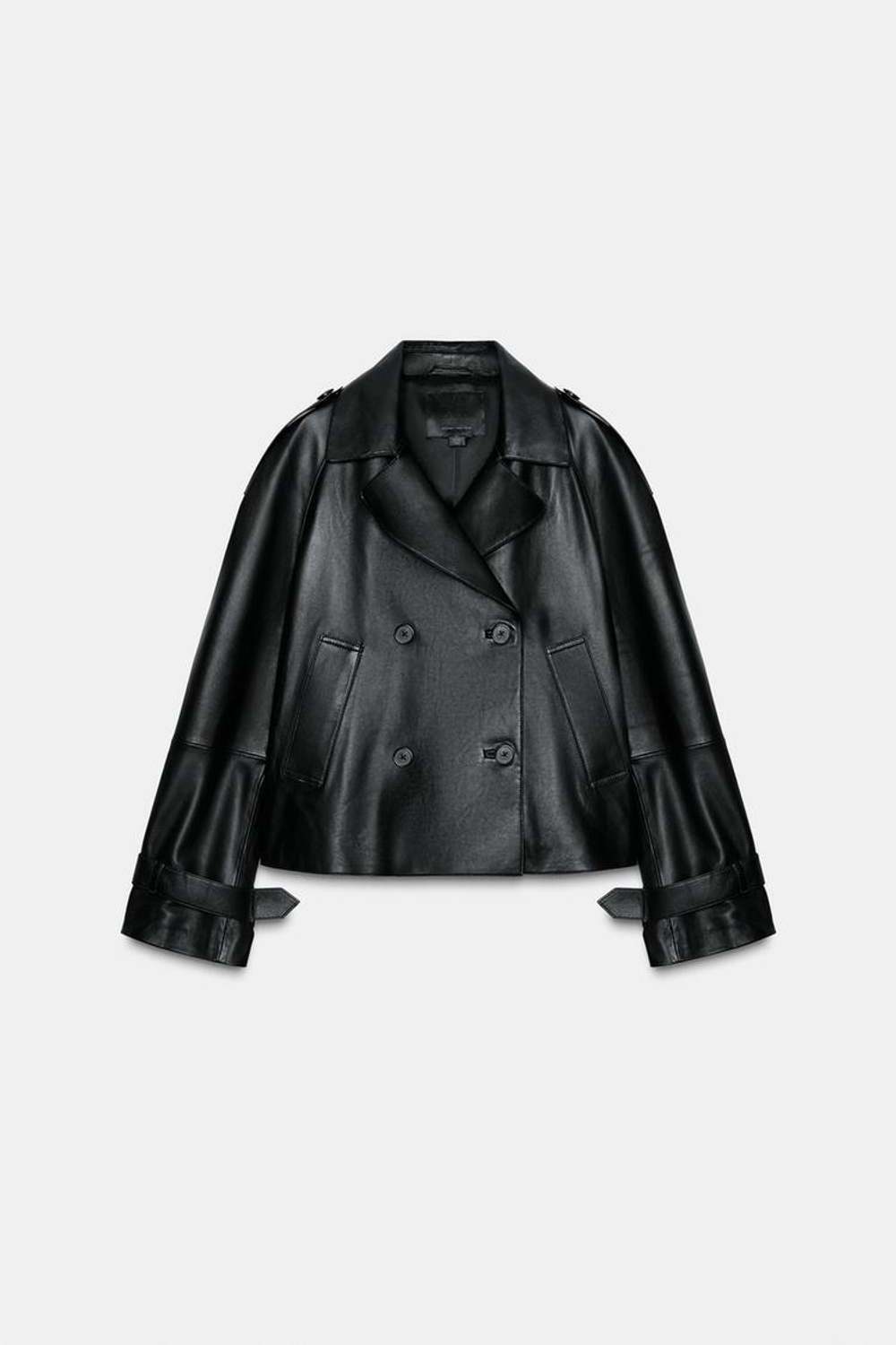 ZARA КОЖАНАЯ КУРТКА ZW COLLECTION LIMITED EDITION, ЧЕРНЫЙ