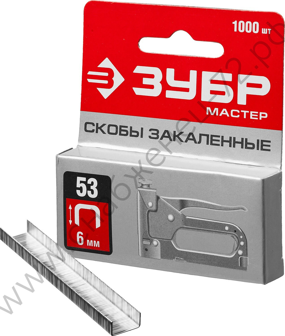 ЗУБР тип 53 (A/10/JT21) 6 мм, 1000 шт, калибр 23GA, скобы для степлера (31625-06)