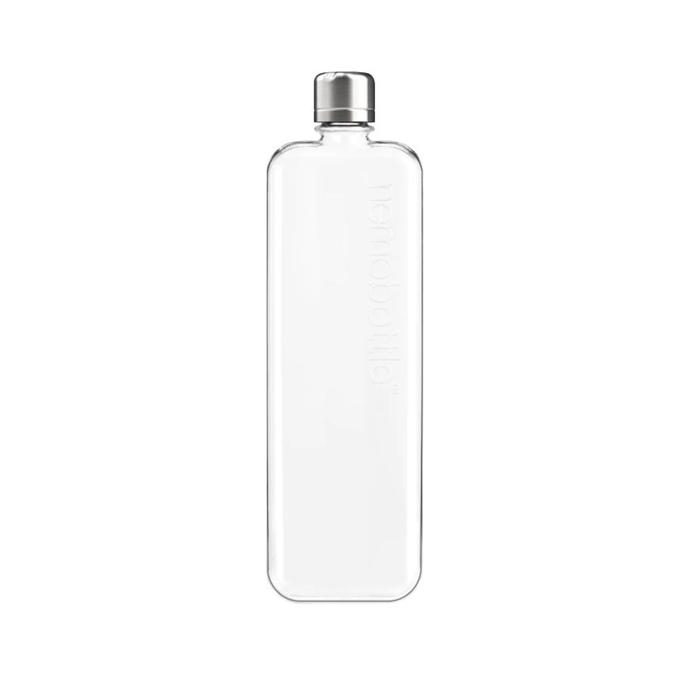 Прозрачная пластиковая бутылка memobottle Slim (450 мл) Плоская бутылка из тритана с крышкой из нержавеющей стали