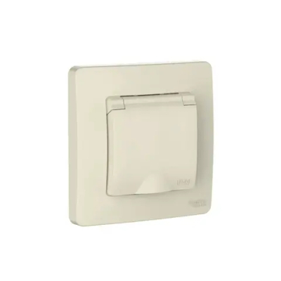 BLANCA С/У IP44 РОЗЕТКА с заземлением со шторками, с крышкой, 16А, 250В, МОЛОЧНЫЙ