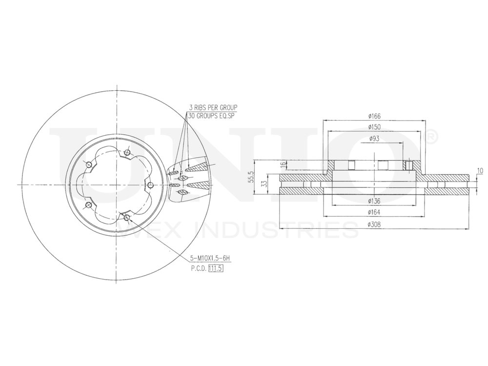 Диск тормозной передний UNIO BRD-20358