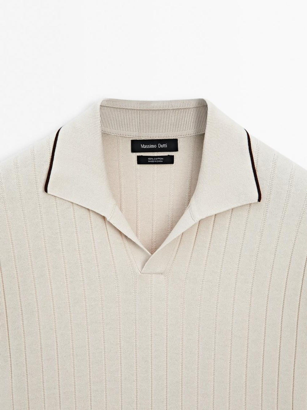 Massimo Dutti Поло из 100% хлопка, бежевый