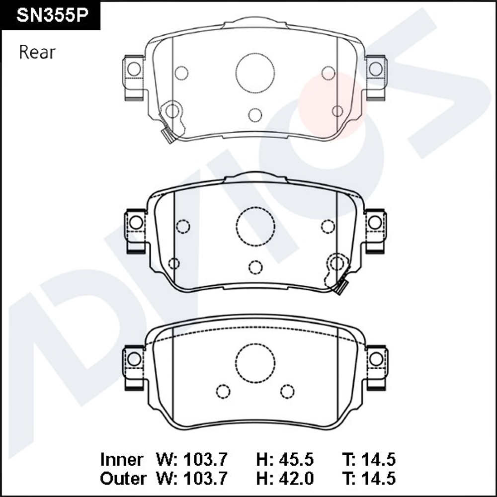 Дисковые тормозные колодки ADVICS задние SN355P