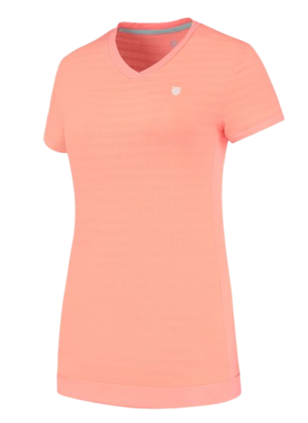 Женская теннисная футболка K-Swiss Tac Hypercourt V-Neck Top - desert flower