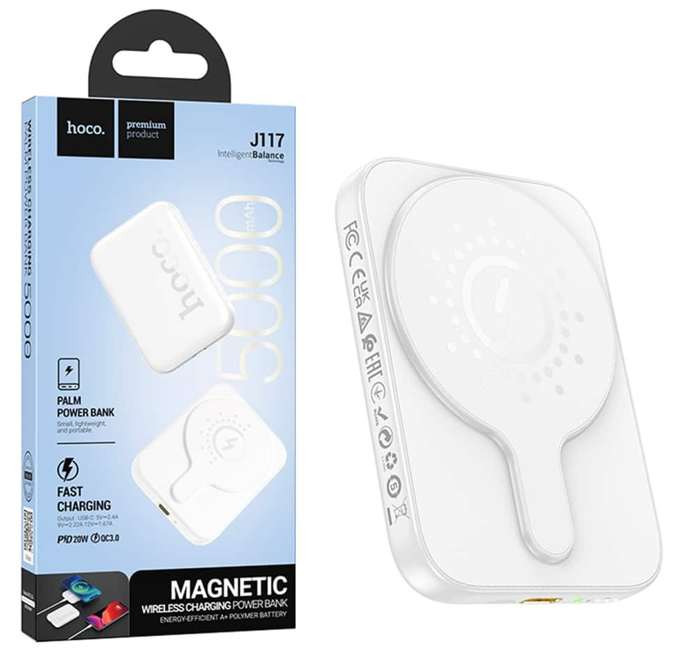 Портативный аккумулятор HOCO J117 5000 mAh PD 20W с беспроводной зарядкой (черный)