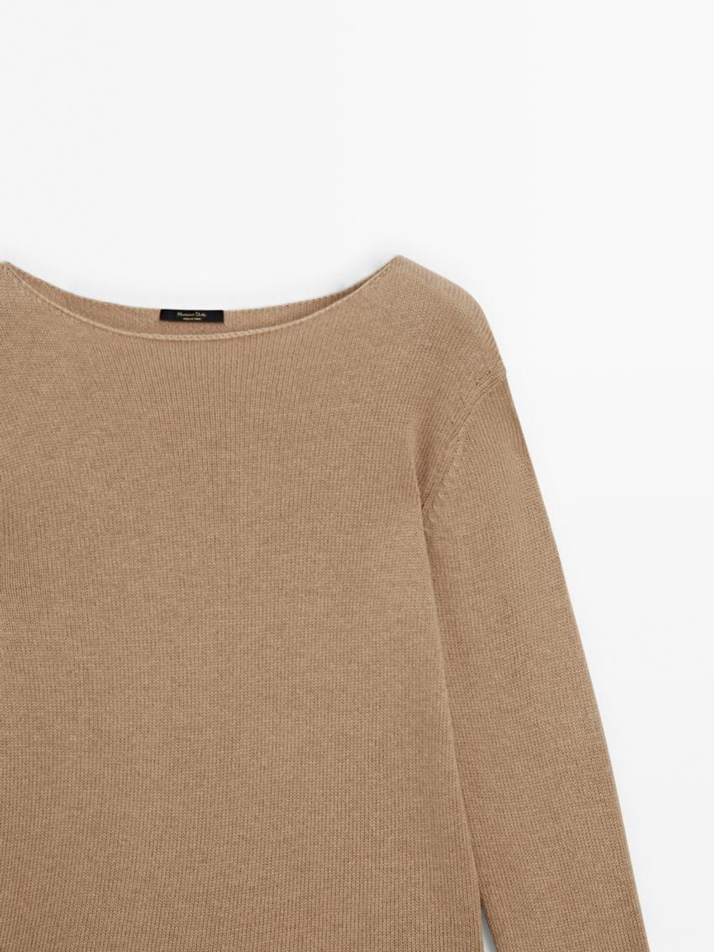 Massimo Dutti Свитер из тонкой шерсти с окантовкой, цвет верблюжьей шерсти