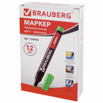 Маркер перманентный BRAUBERG "Contract" зеленый круглый наконечник 3 мм (24 штуки в упаковке)