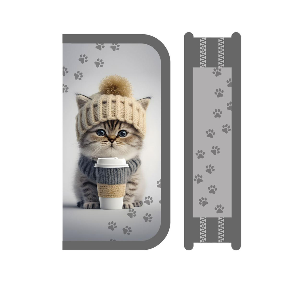 Пенал 2 секц. SOFT тканевый торец 190/105 "Котенок в шапке 2024" (Пчелка)