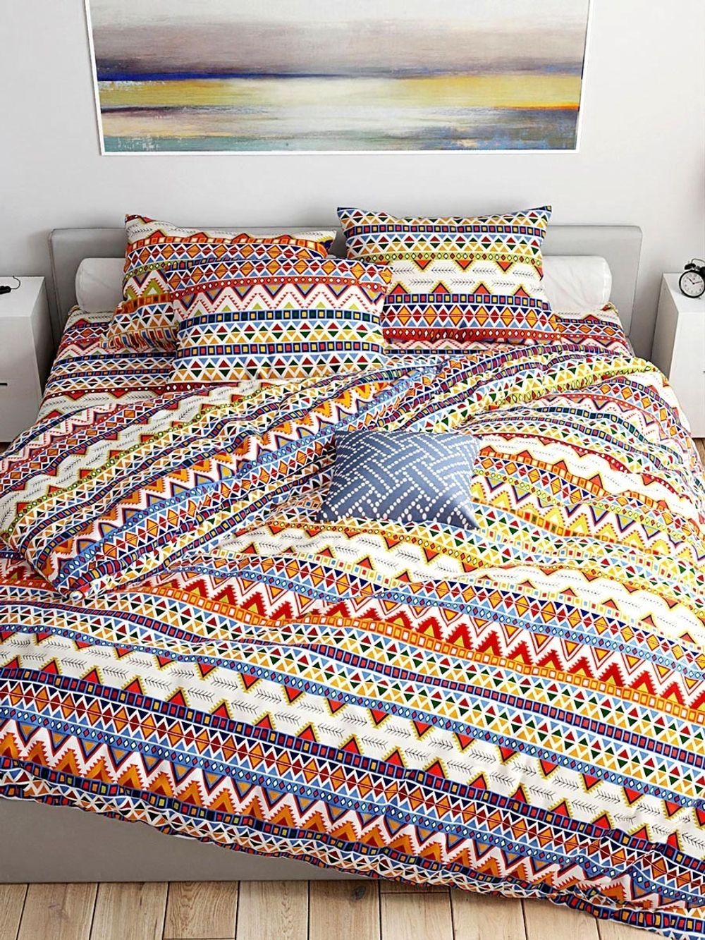 Постельное белье Сказка "Орнамент" евро Наволочка 50х70 см 2 шт Простынь 240х215 см Пододеяльник 200х215 см, перкаль