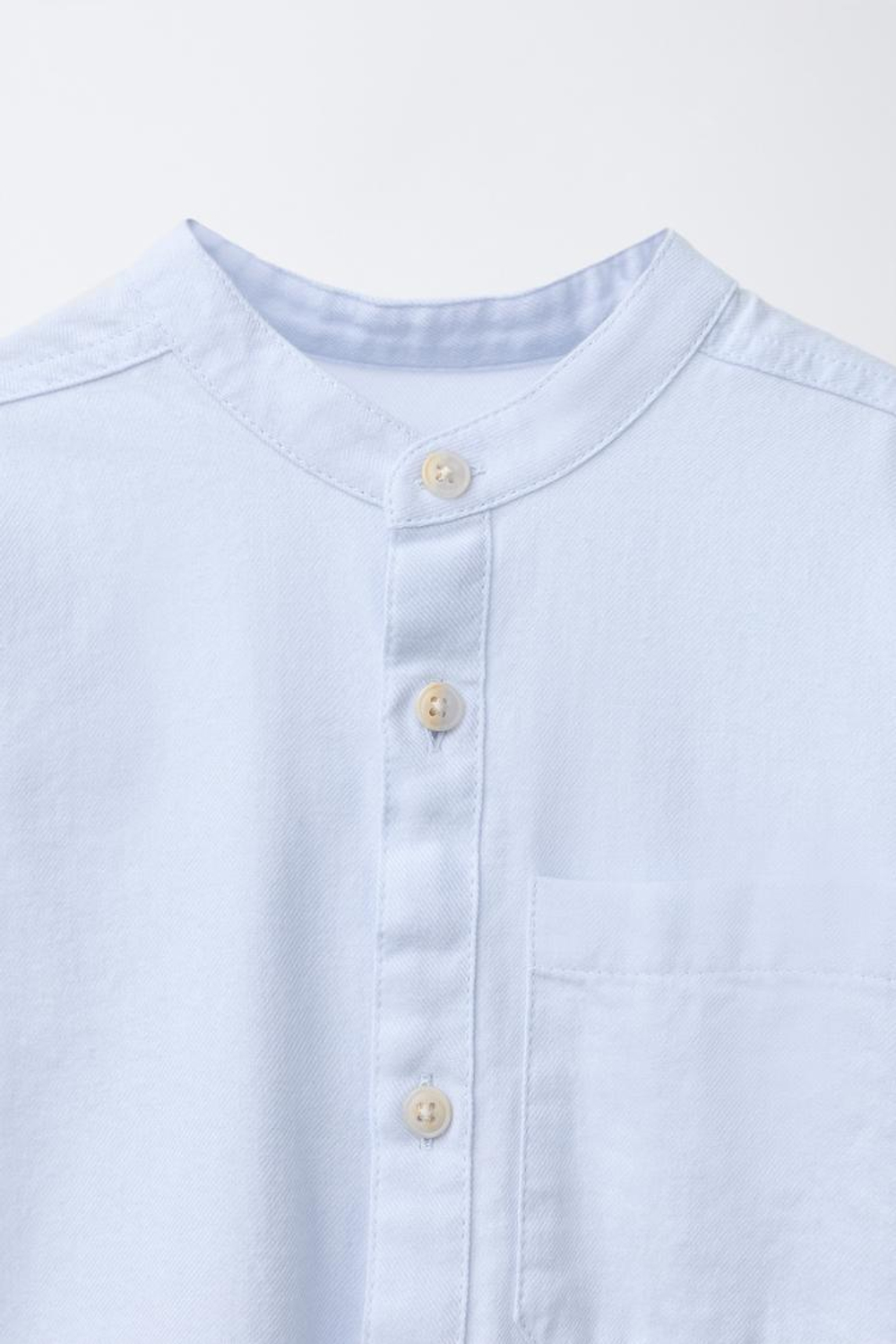 ZARA РУБАШКА С ВОРОТНИКОМ-СТОЙКОЙ SOFT TOUCH, СИНИЙ