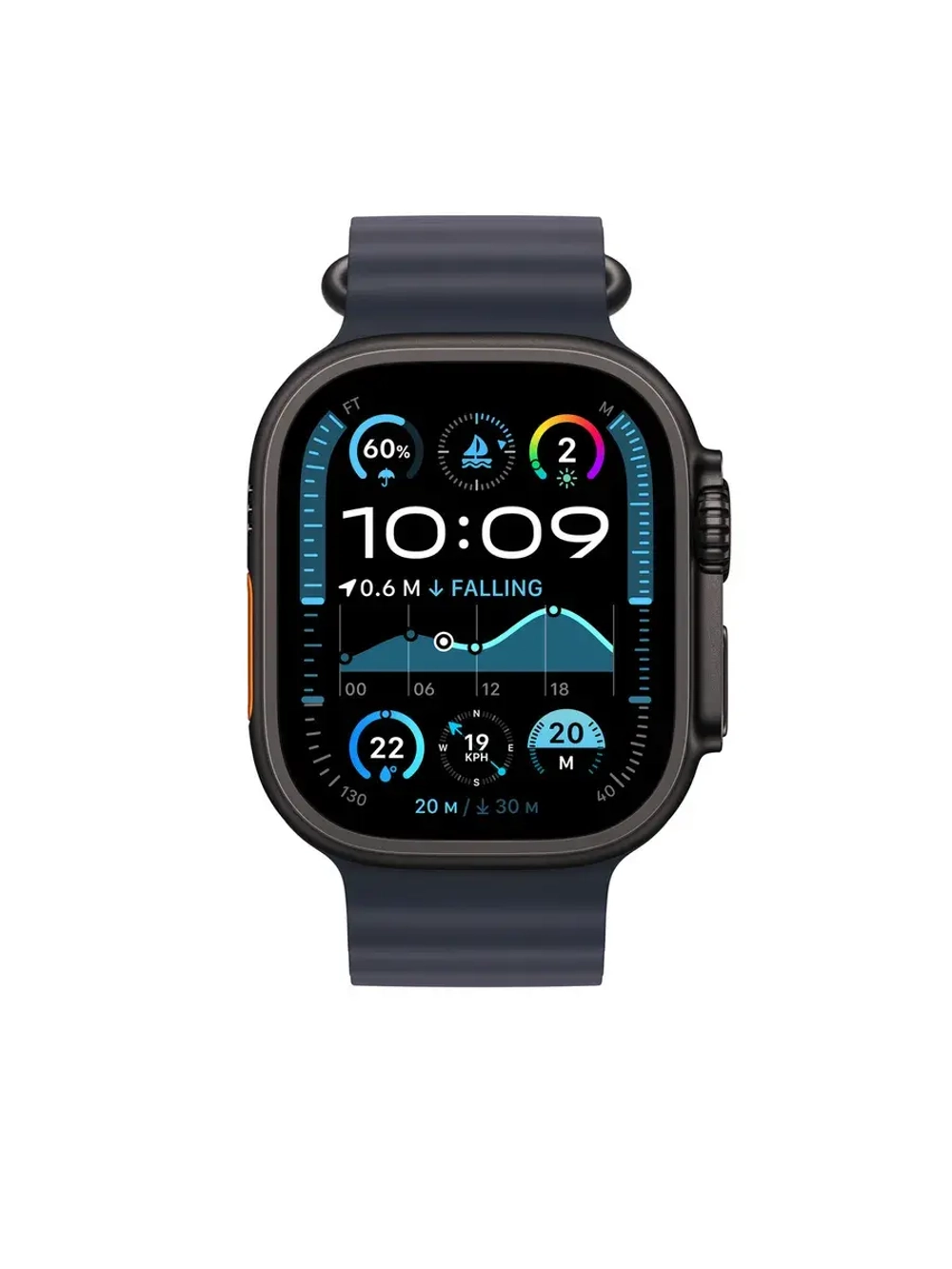 Watch Ultra 2, 49 мм, Black Titanium Ocean Band, Navy