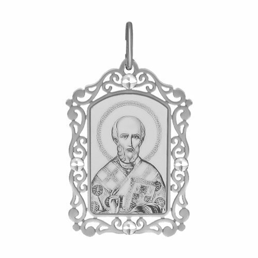 Иконка из серебра с алмазной гранью и лазерной обработкой