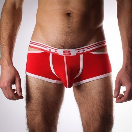 Мужские трусы хипсы с вырезами по бокам красные Seeinner Red Boxer