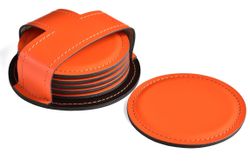 Костеры в чехле из кожи оранжевый и шоколад