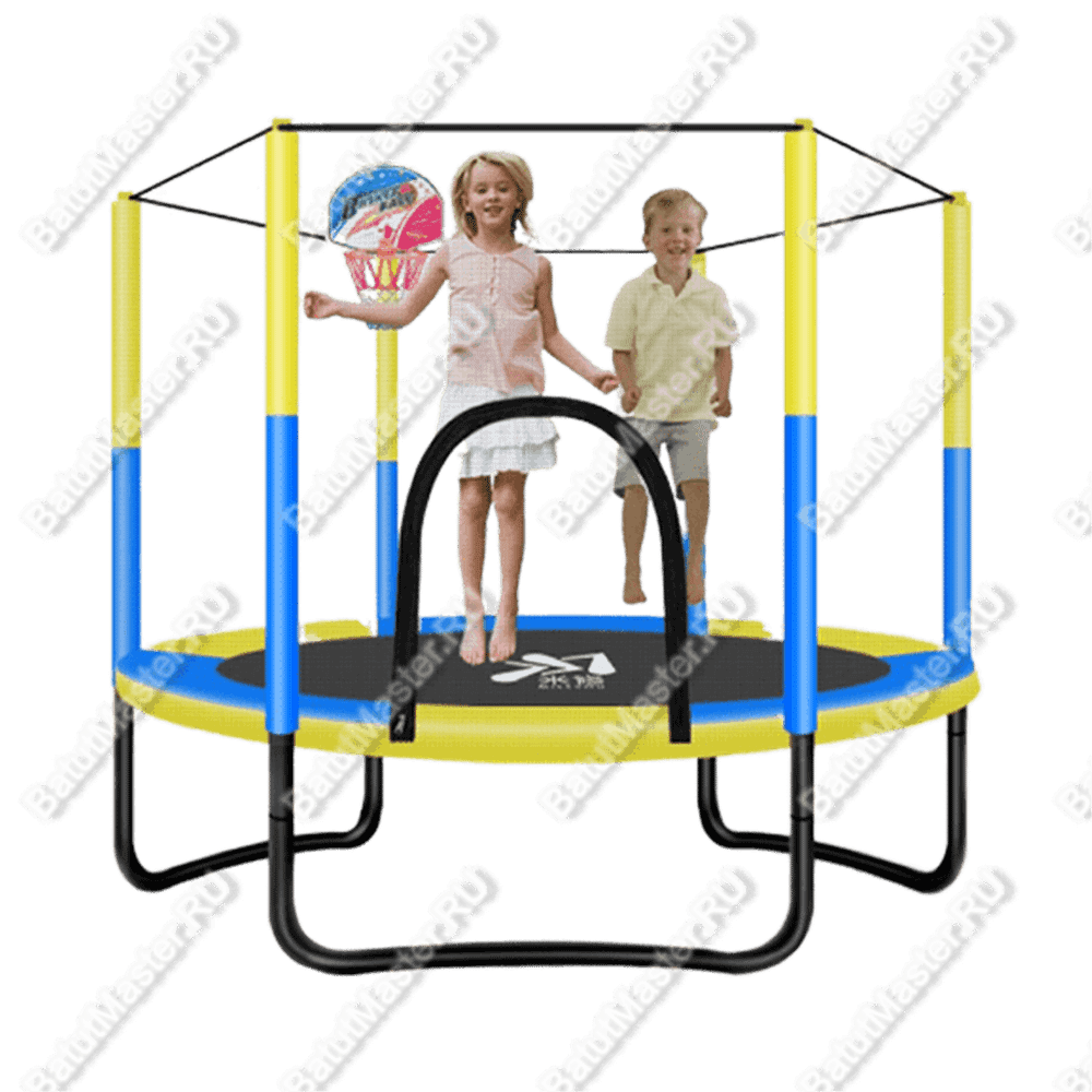 Батут с сеткой и с баскетбольным кольцом, диаметр 5 фт