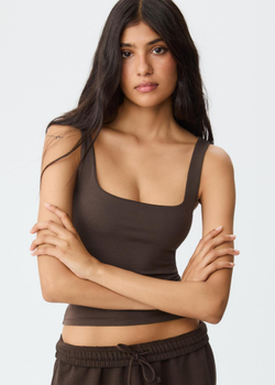 STRADIVARIUS Топ с квадратным вырезом, коричневый