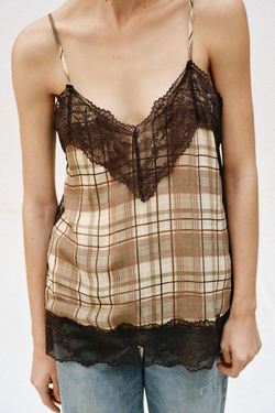 ZARA ТОП В БЕЛЬЕВОМ СТИЛЕ В КЛЕТКУ, РАЗНОЦВЕТНЫЙ