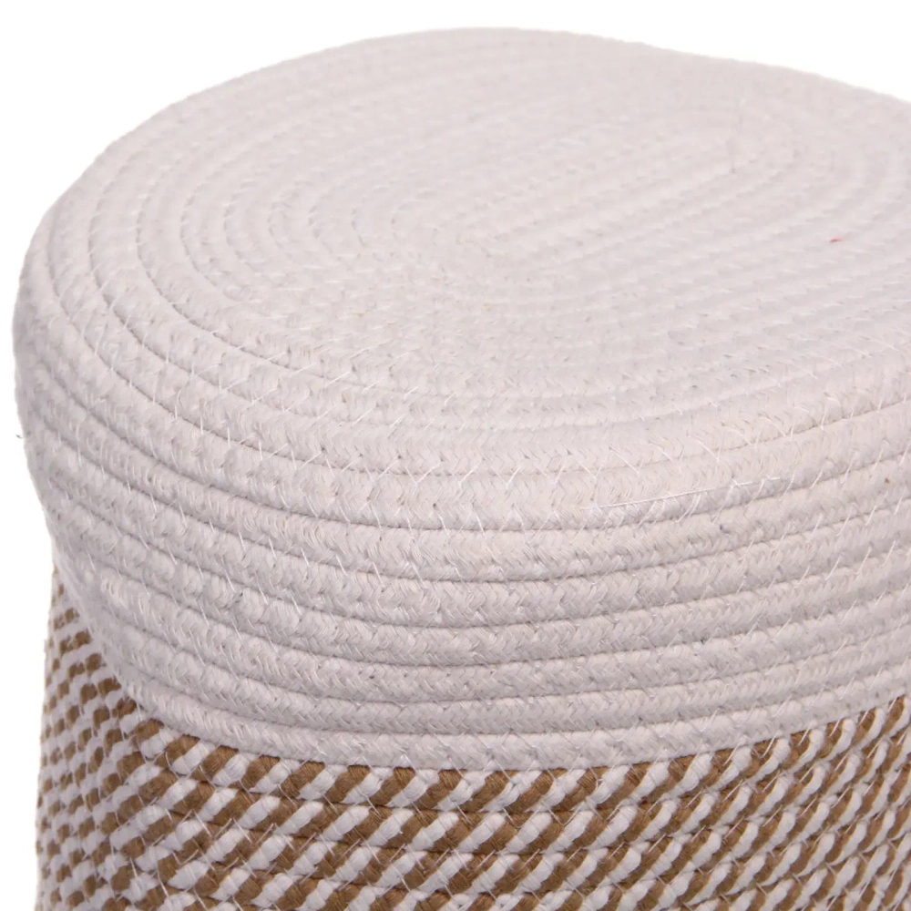 Корзинка вязаная интерьерная с ручками «ТРИГОЙЯ», цвет беж/белый, 30*22*20см, (лейбл селфи)