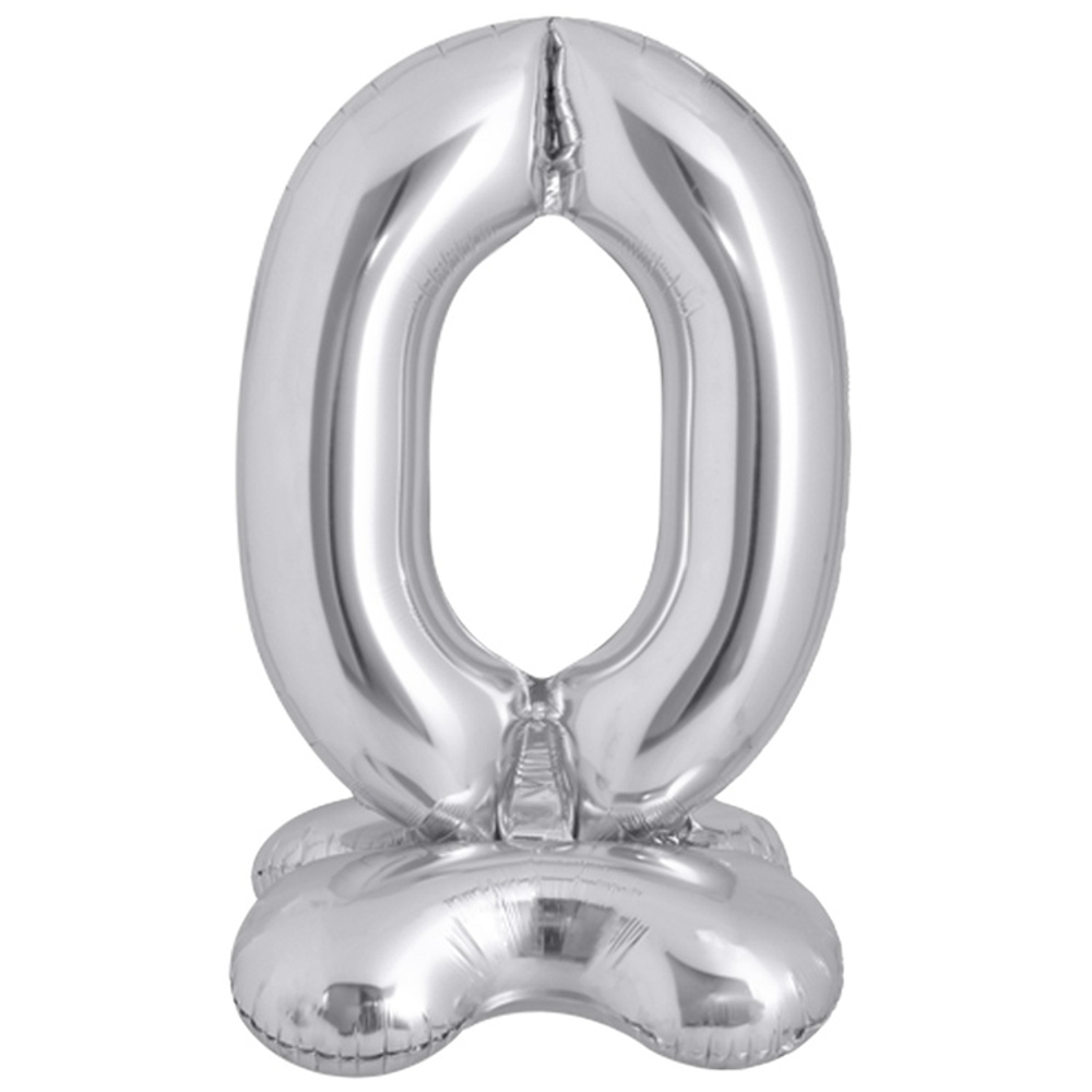 Шар фольгированный Цифра 0 127 см (Серебряный)