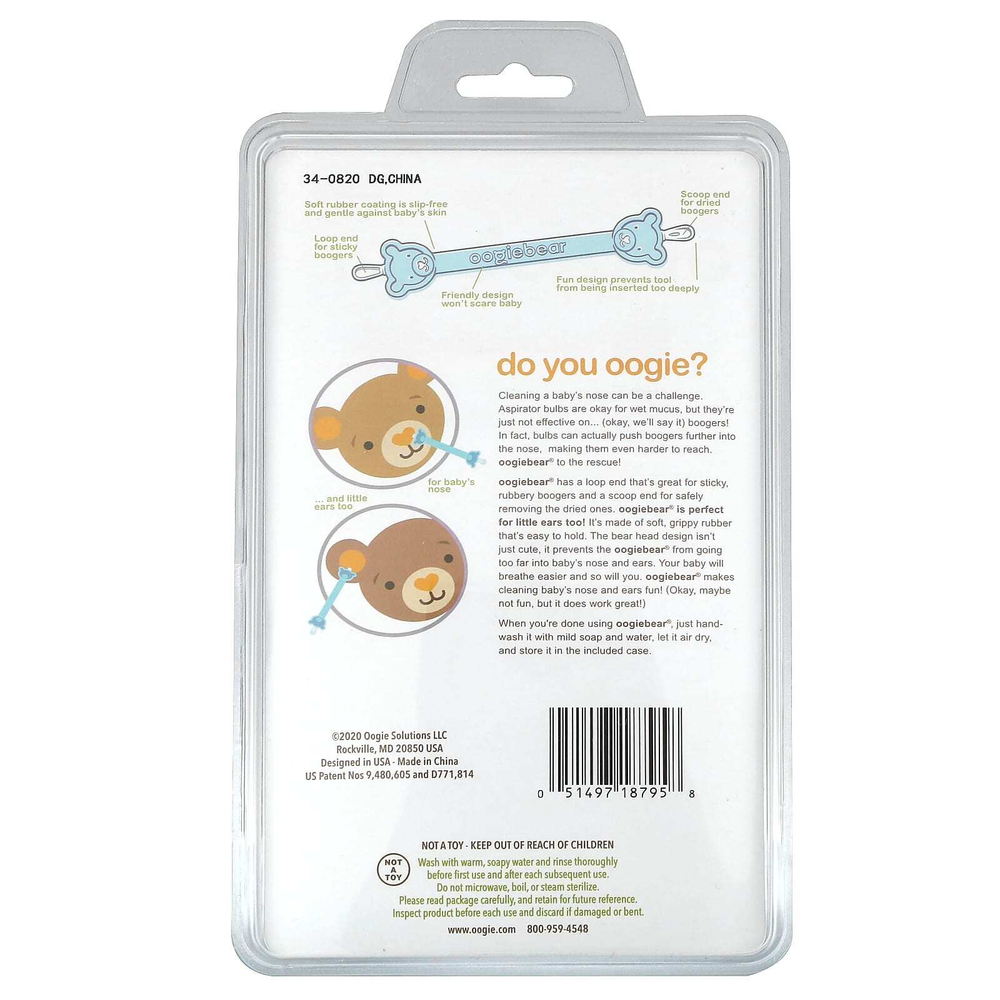 oogiebear, It's The Better Booger Tool, от 0 месяцев, синий/розовый, 2 шт.