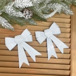 Бант на ёлку «Серебряный блеск» 14 см (набор 2 шт)