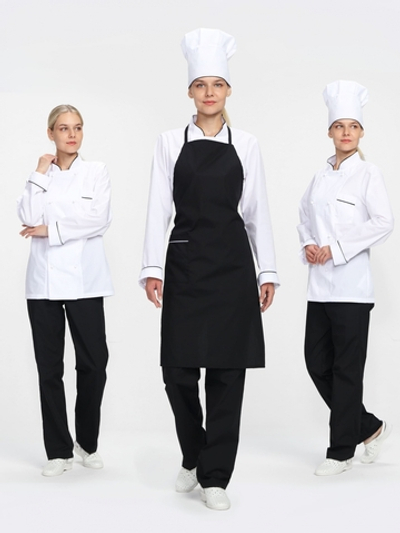 Костюм женский повара Гурман (тк.ТиСи), белый/черный