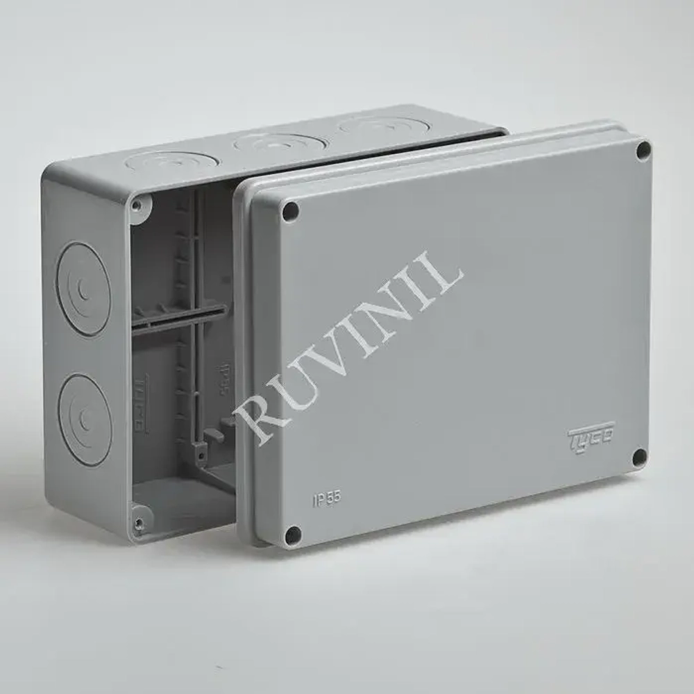 Коробка расп. ОП 200х140х75мм IP55 без вводов серый Рувинил